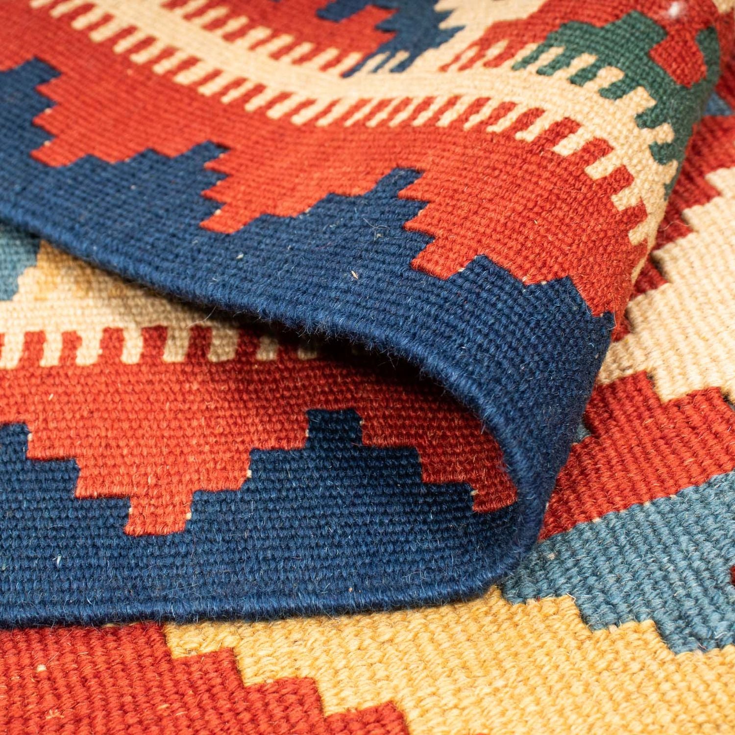 Tapis Kelim - Oriental - 217 x 160 cm - rouge foncé