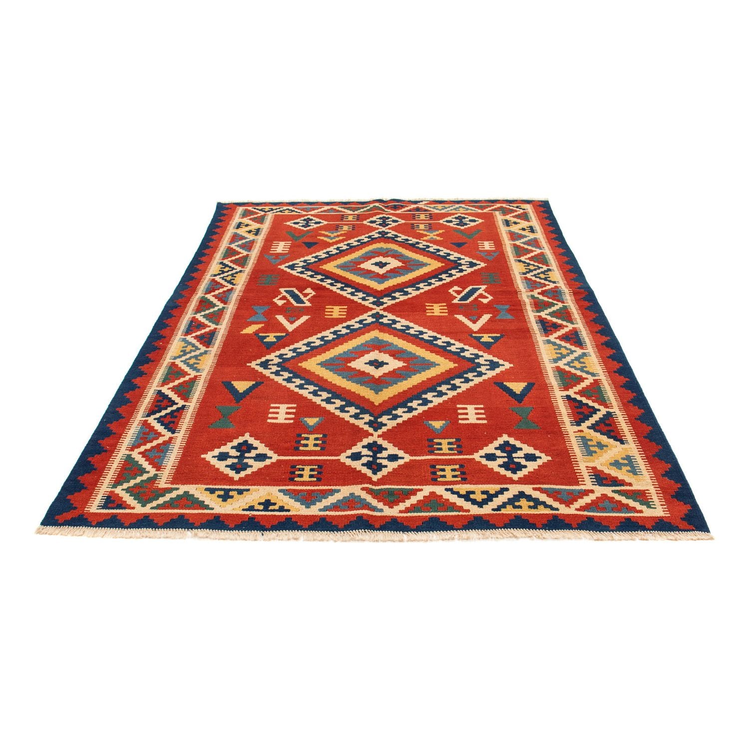 Tapis Kelim - Oriental - 217 x 160 cm - rouge foncé