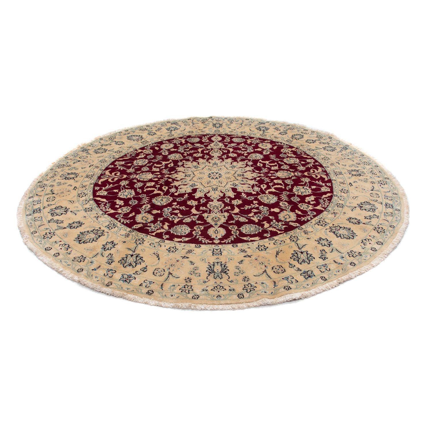 Tapis persan - Nain ronde  - 245 x 245 cm - rouge foncé