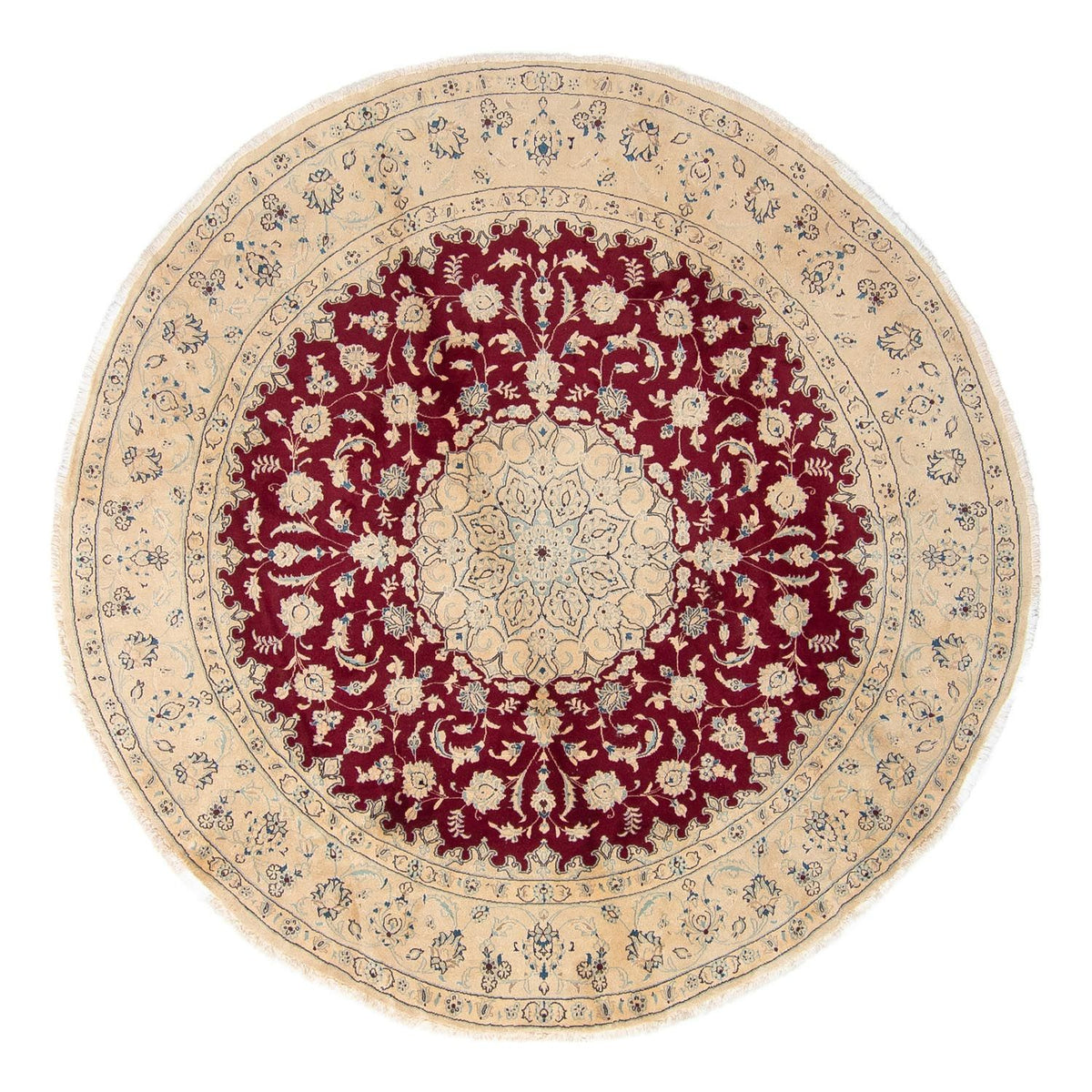 Tapis persan - Nain ronde  - 287 x 287 cm - rouge foncé