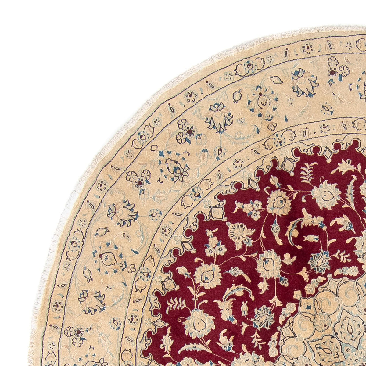 Tapis persan - Nain ronde  - 287 x 287 cm - rouge foncé