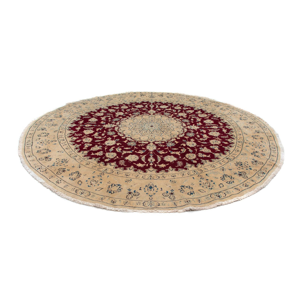 Tapis persan - Nain ronde  - 287 x 287 cm - rouge foncé