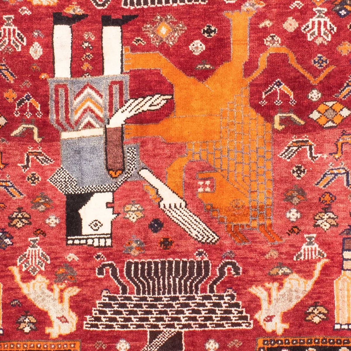 Tapis persan - Nomadic - 155 x 111 cm - rouge foncé