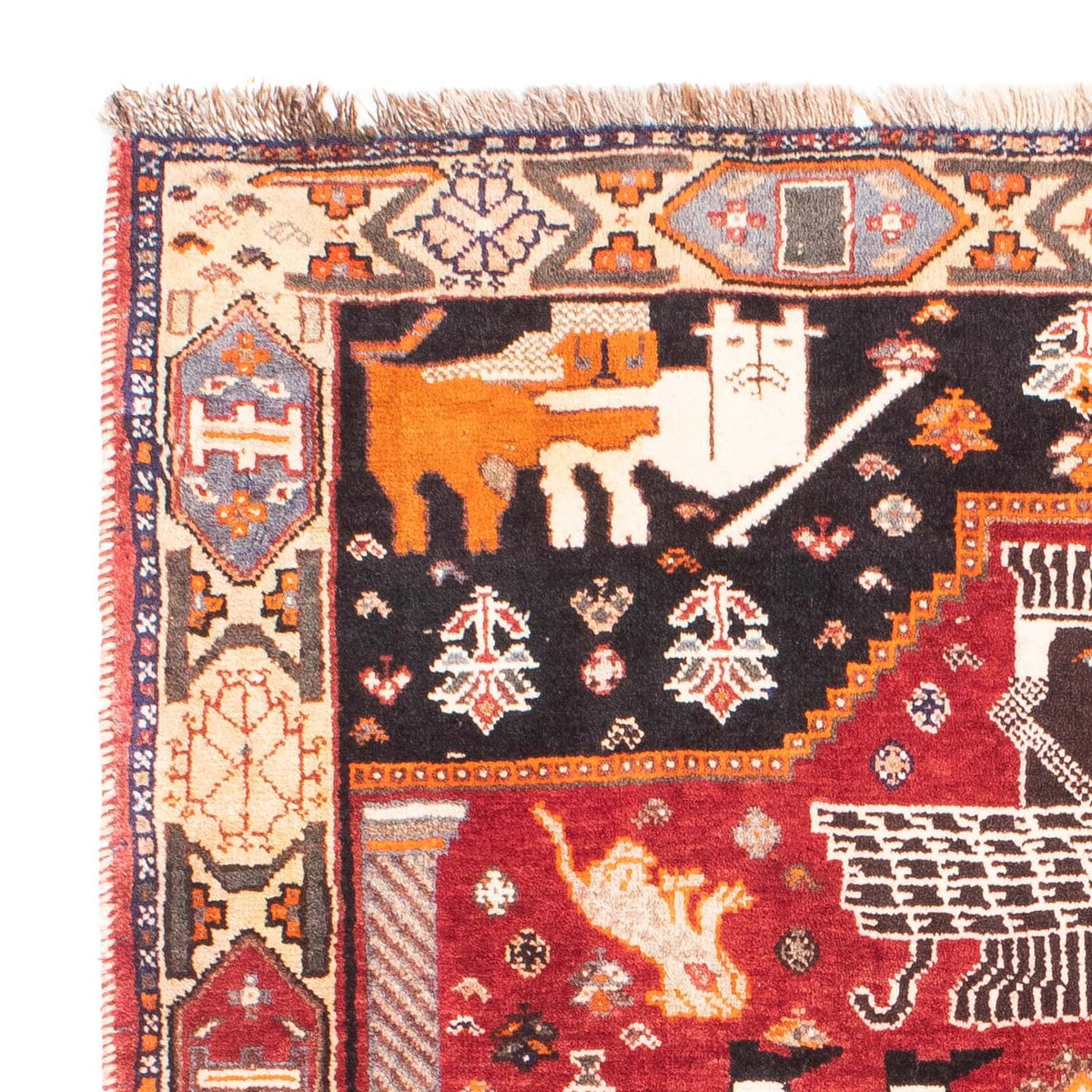 Tapis persan - Nomadic - 155 x 111 cm - rouge foncé