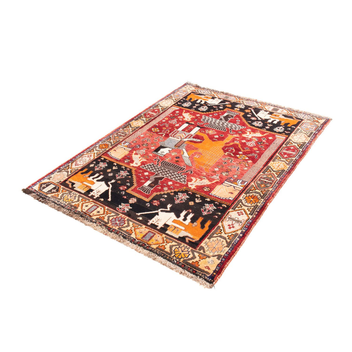 Tapis persan - Nomadic - 155 x 111 cm - rouge foncé
