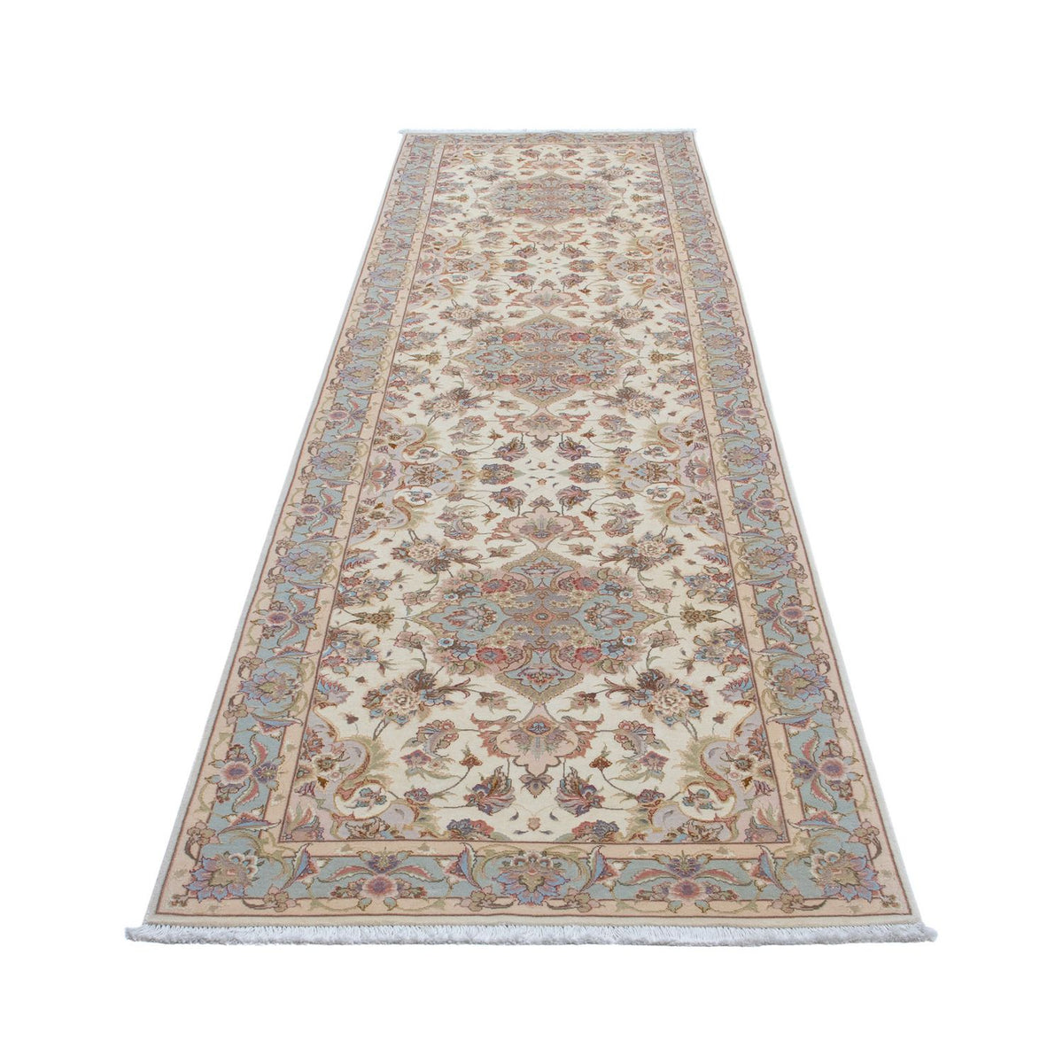 Tapis de couloir Tapis persan - Tabriz - Royal - 358 x 91 cm - beige