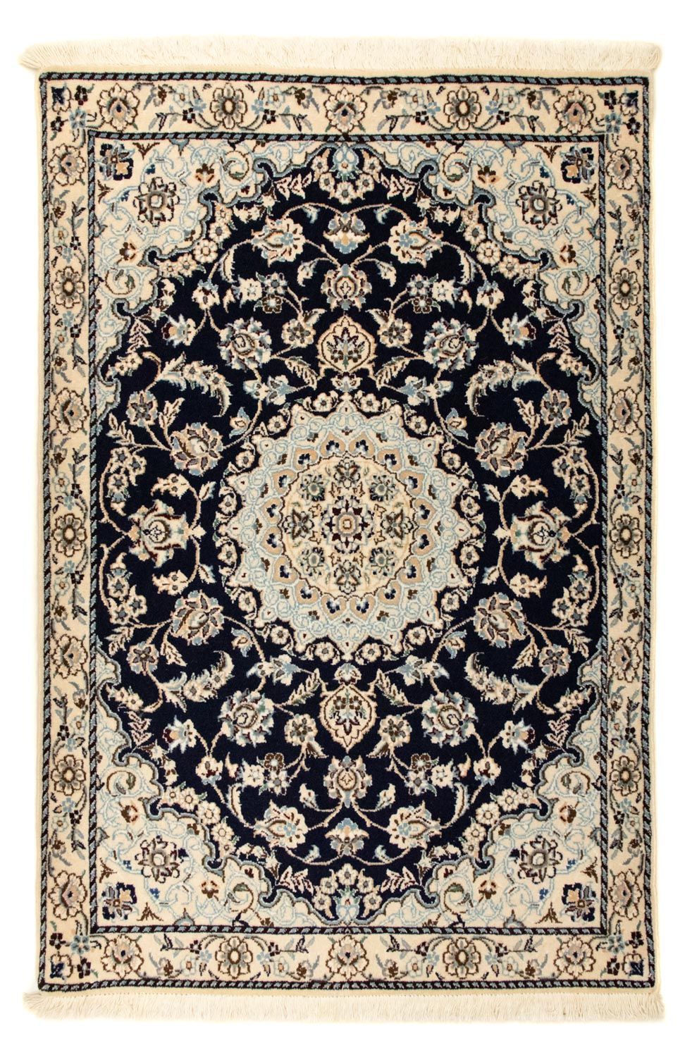 Tapis persan - Nain - Royal - 128 x 87 cm - bleu foncé