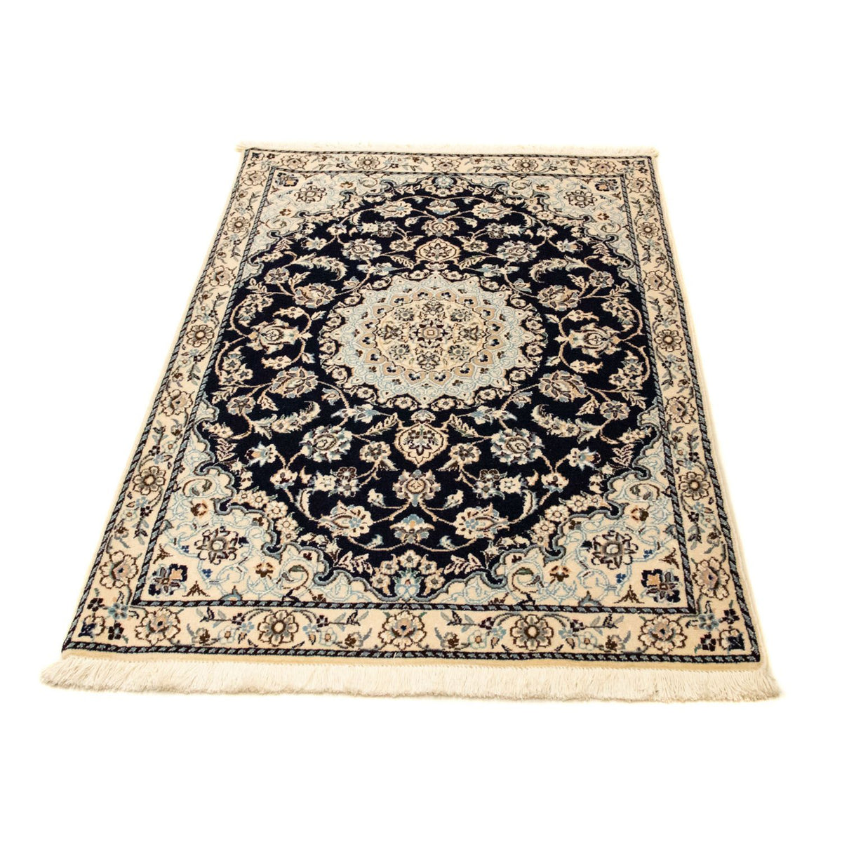 Tapis persan - Nain - Royal - 128 x 87 cm - bleu foncé
