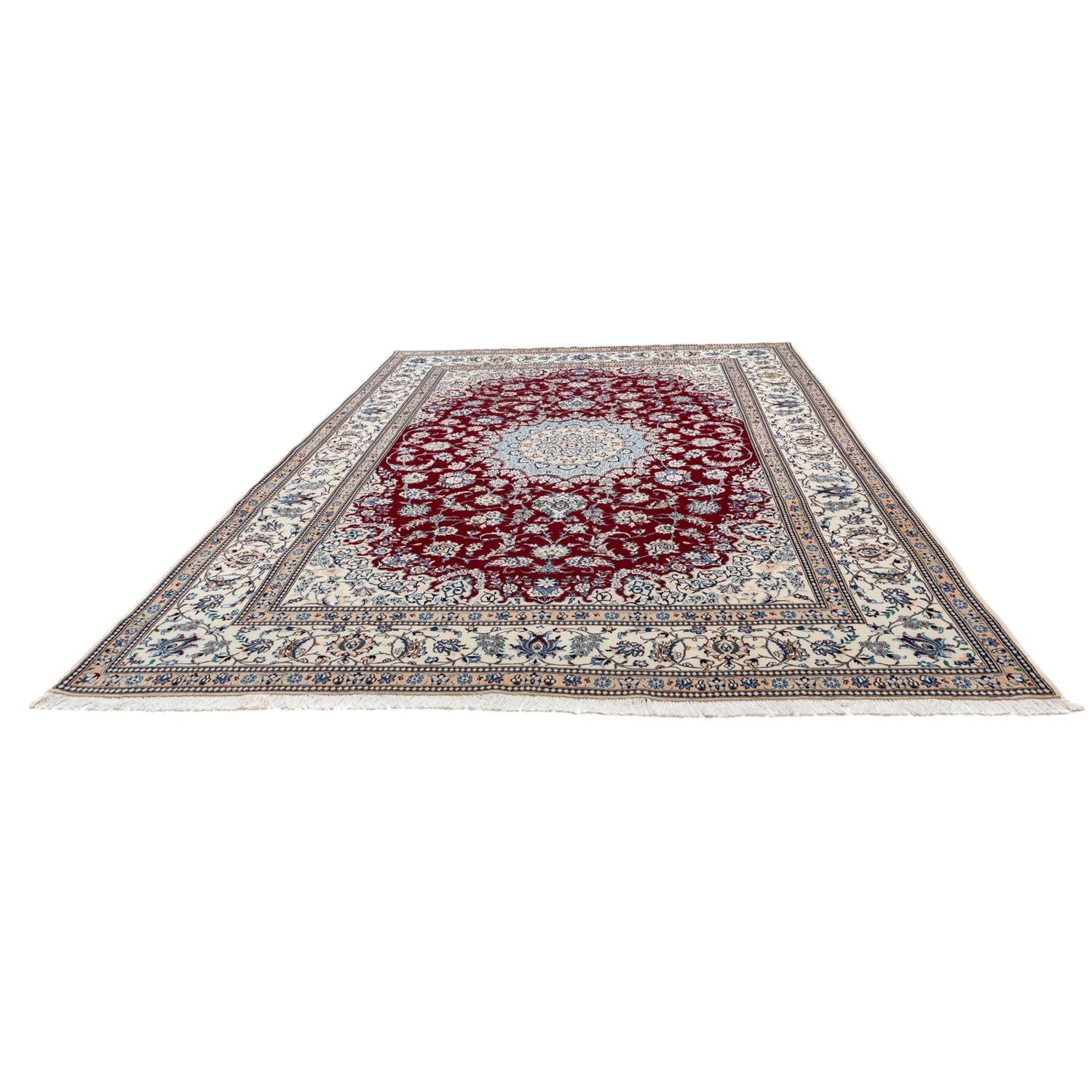 Tapis persan - Nain - Royal - 337 x 240 cm - rouge foncé