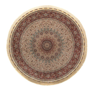 Tapis oriental - Hereke ronde  - 215 x 215 cm - marron clair