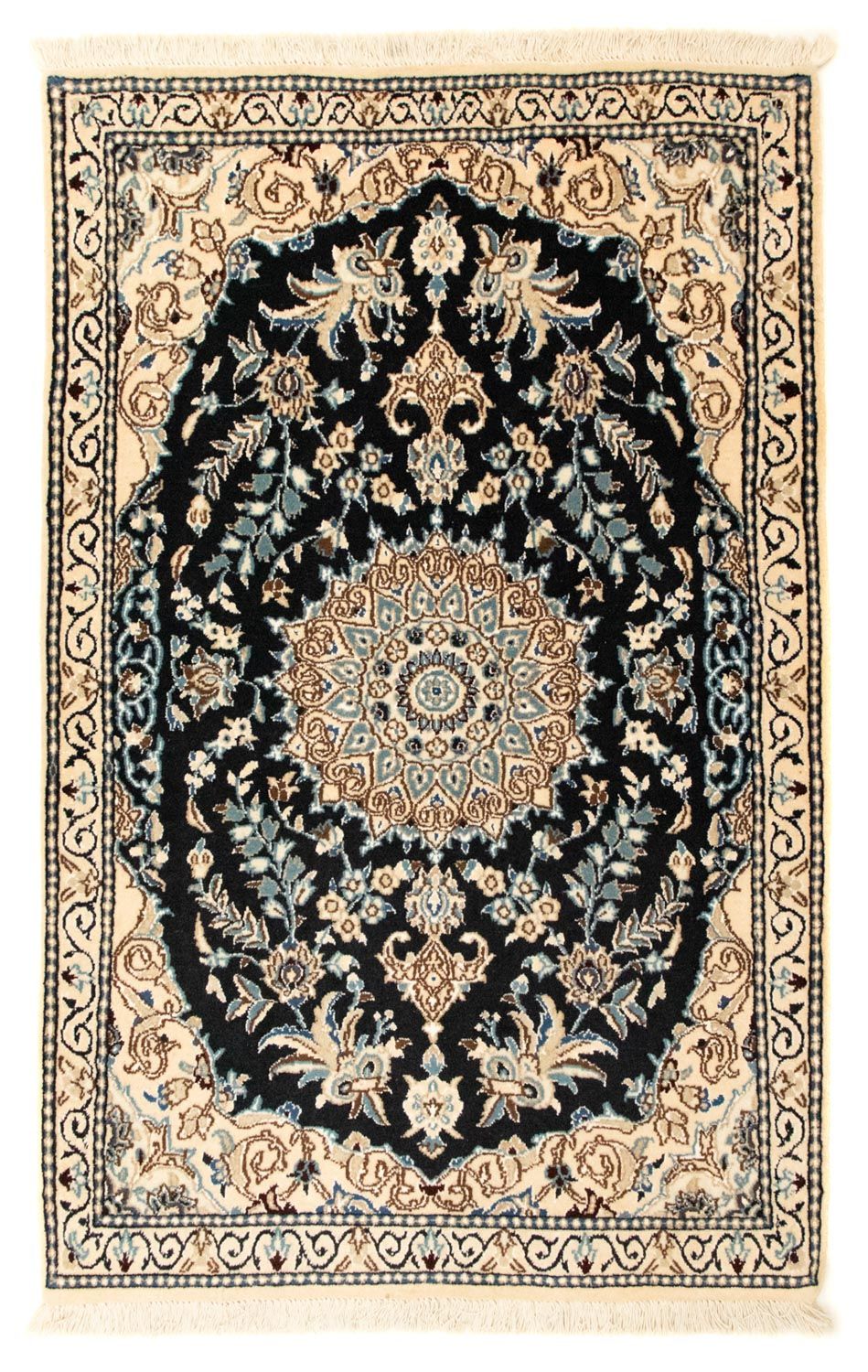 Tapis persan - Nain - Royal - 133 x 83 cm - bleu foncé