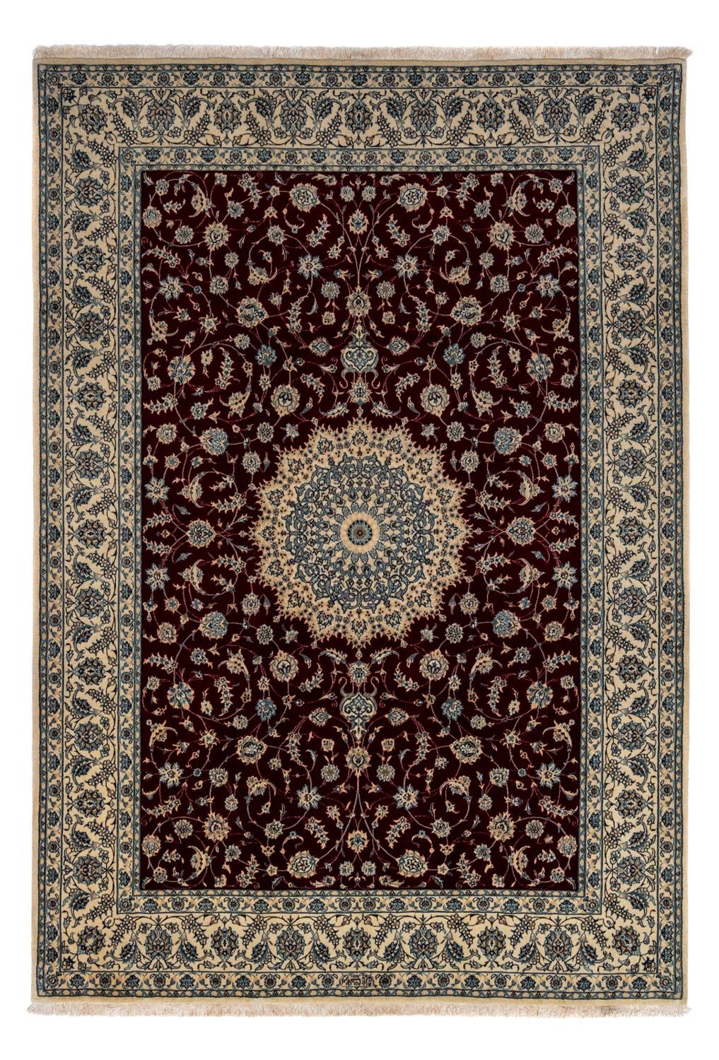 Tapis persan - Nain - Royal - 342 x 250 cm - rouge foncé