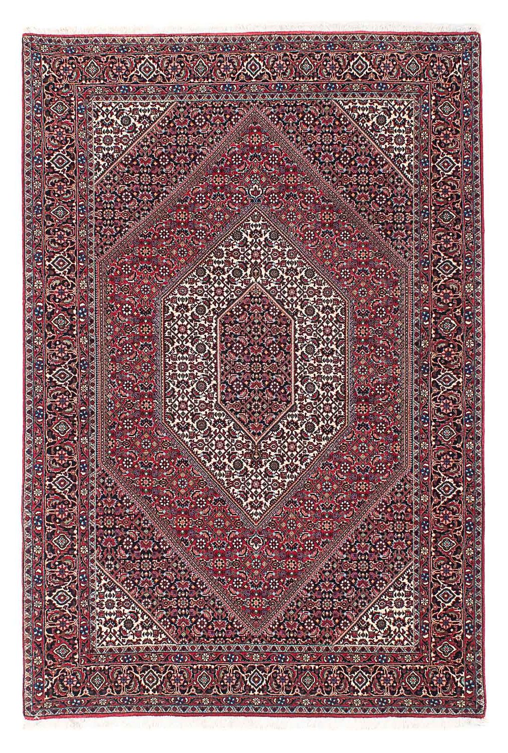 Tapis persan - Bidjar - 206 x 132 cm - rouge foncé