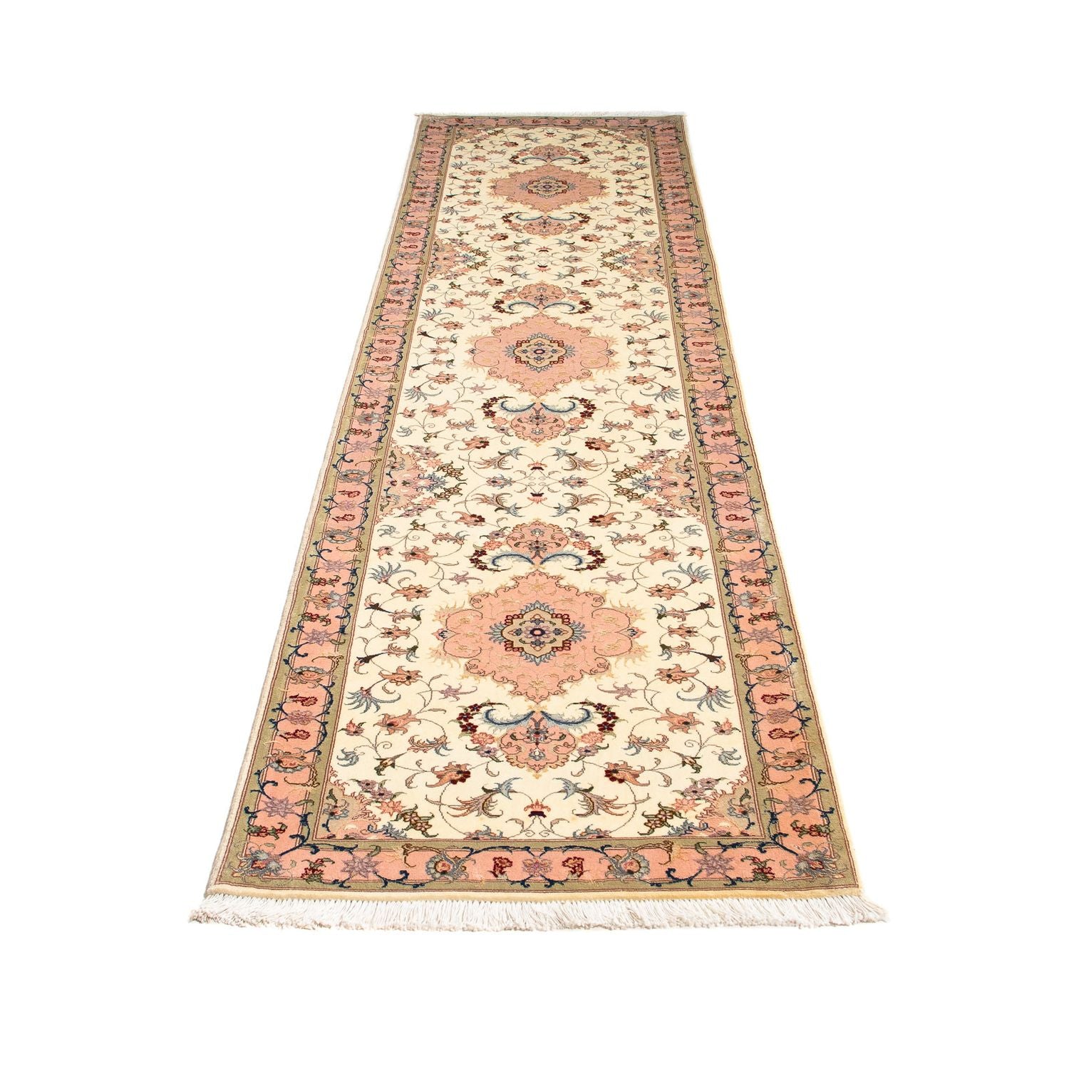 Tapis de couloir Tapis persan - Tabriz - Royal - 300 x 74 cm - beige