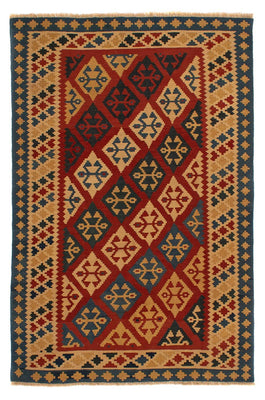 Tapis Kelim - Oriental - 217 x 142 cm - rouge foncé