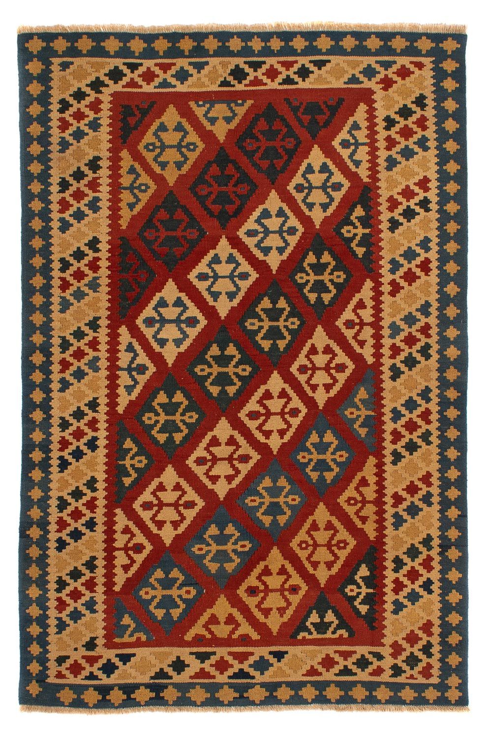Tapis Kelim - Oriental - 217 x 142 cm - rouge foncé