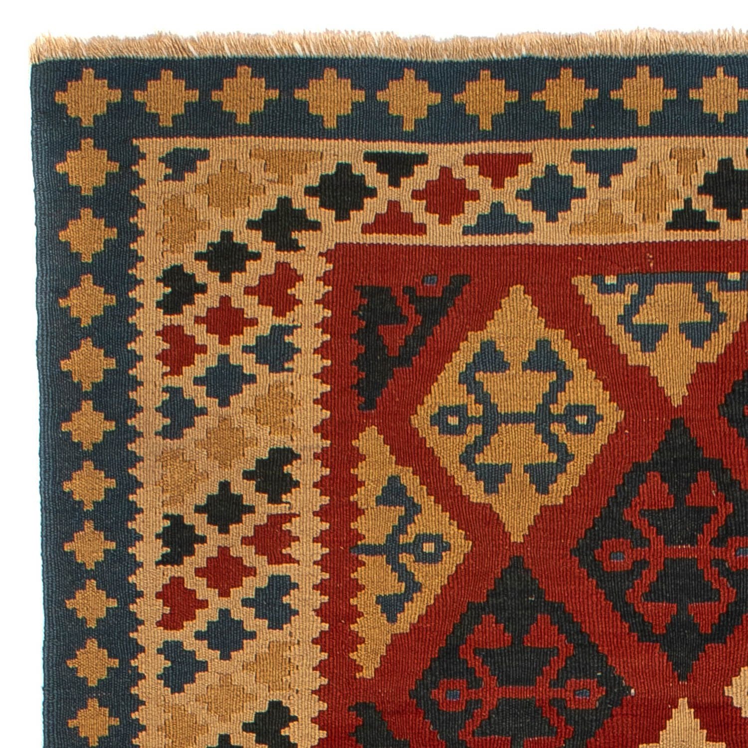 Tapis Kelim - Oriental - 217 x 142 cm - rouge foncé