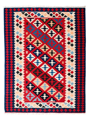 Tapis Kelim - Oriental - 202 x 153 cm - rouge