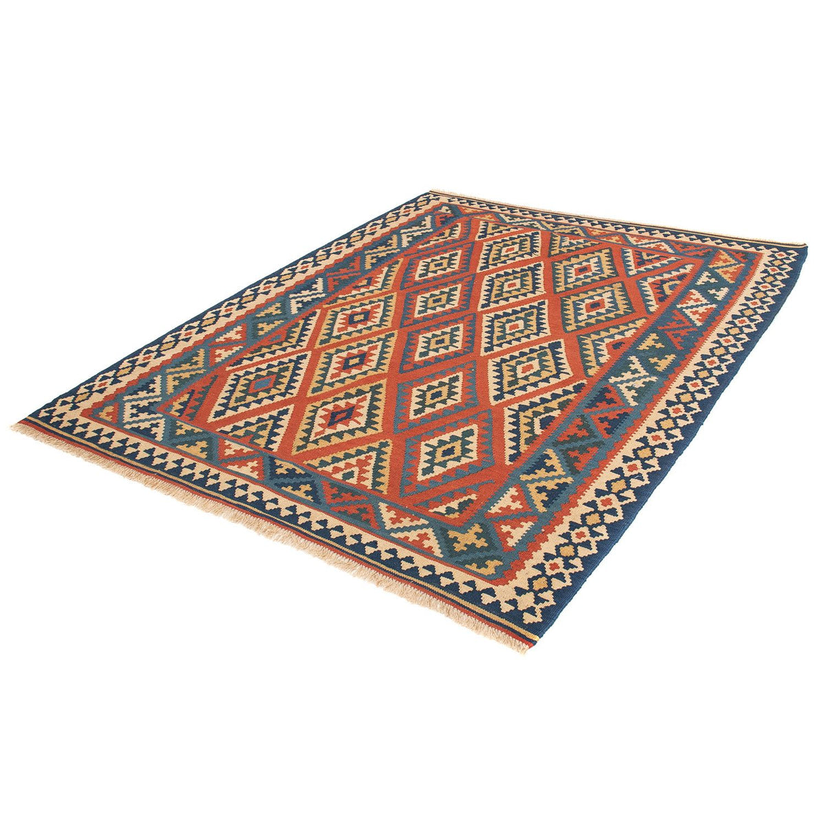 Tapis Kelim - Oriental - 213 x 165 cm - rouge foncé