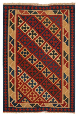 Tapis Kelim - Oriental - 220 x 151 cm - rouge foncé