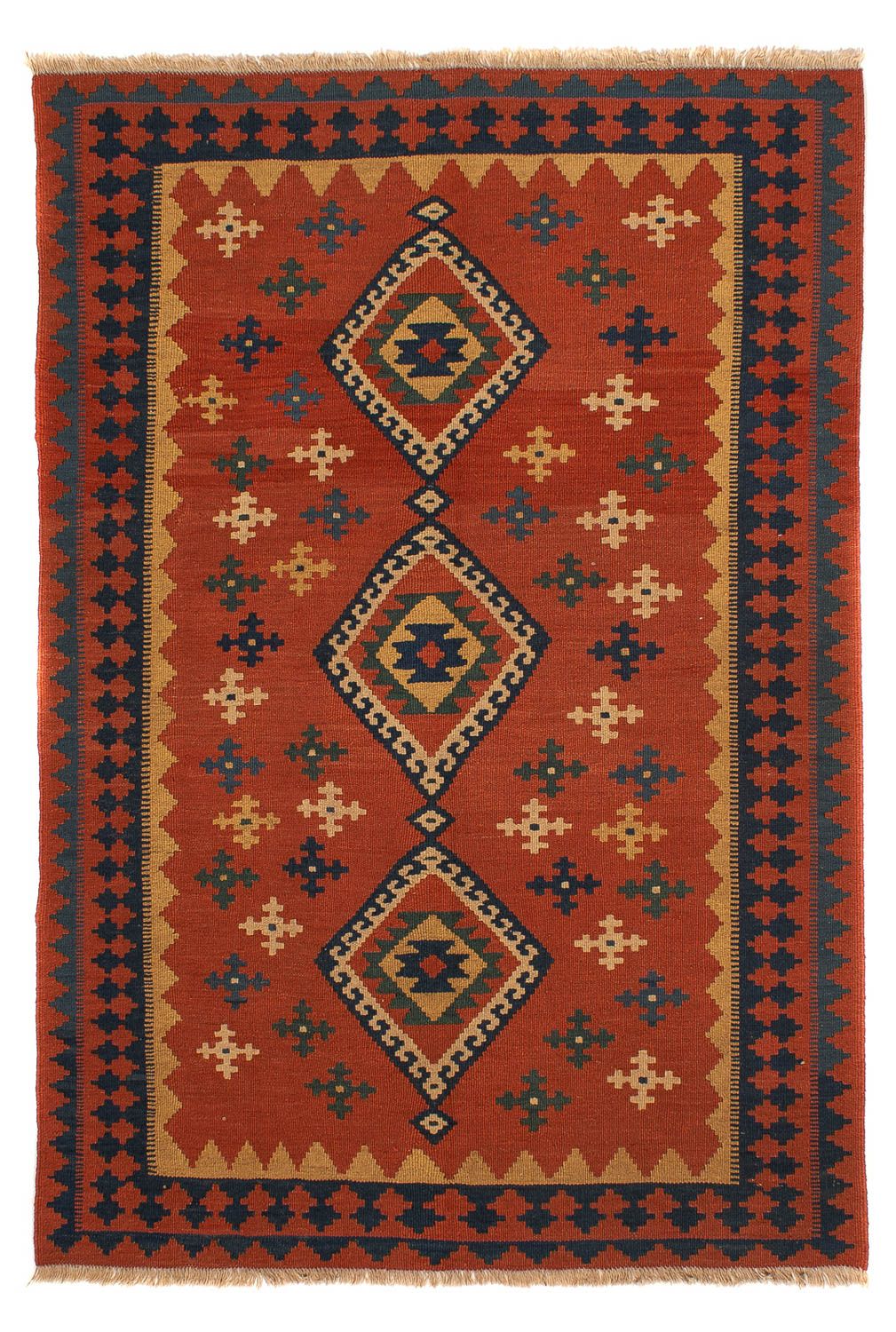 Tapis Kelim - Oriental - 198 x 138 cm - rouge foncé