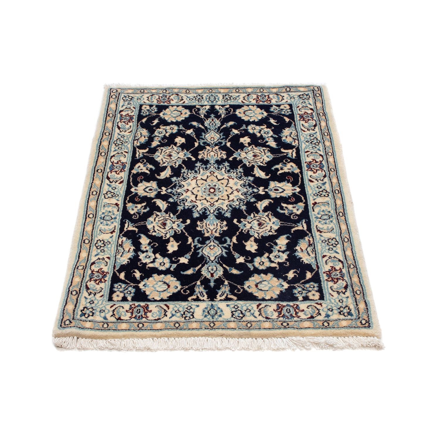 Tapis persan - Nain - Royal - 90 x 58 cm - bleu foncé