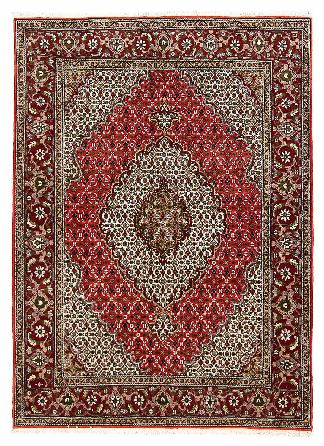 Tapis persan - Tabriz - 198 x 148 cm - rouge foncé