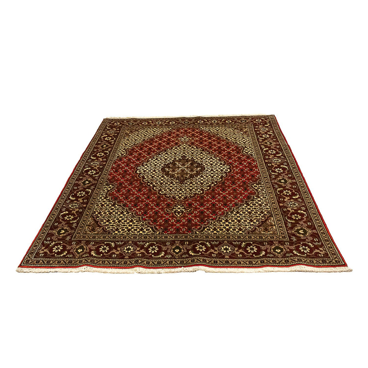 Tapis persan - Tabriz - 198 x 148 cm - rouge foncé
