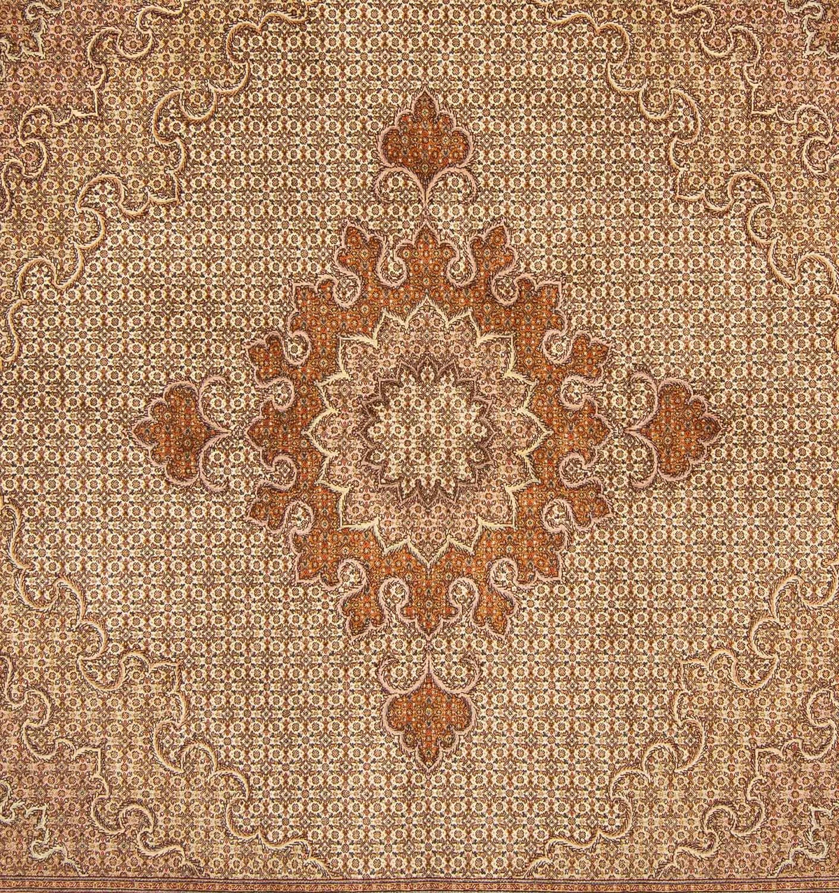 Tapis persan - Tabriz carré  - 251 x 251 cm - marron clair