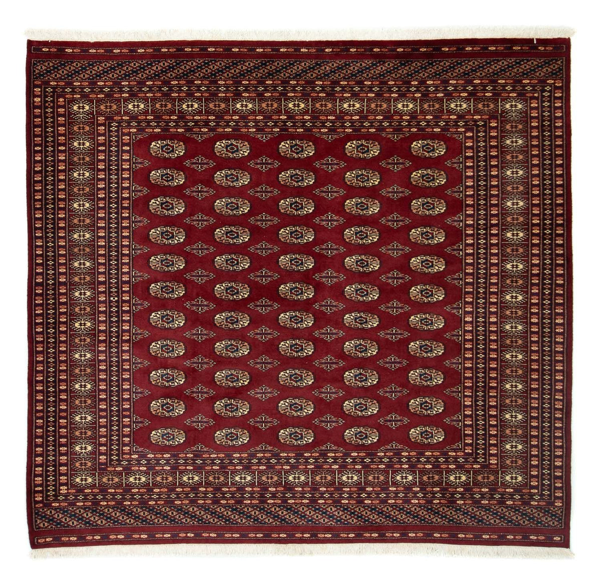 Tapis afghan - Boukhara carré  - 205 x 193 cm - rouge