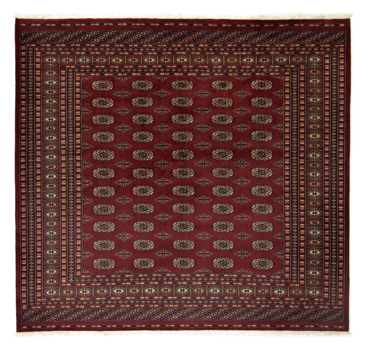 Tapis afghan - Boukhara carré  - 205 x 195 cm - rouge