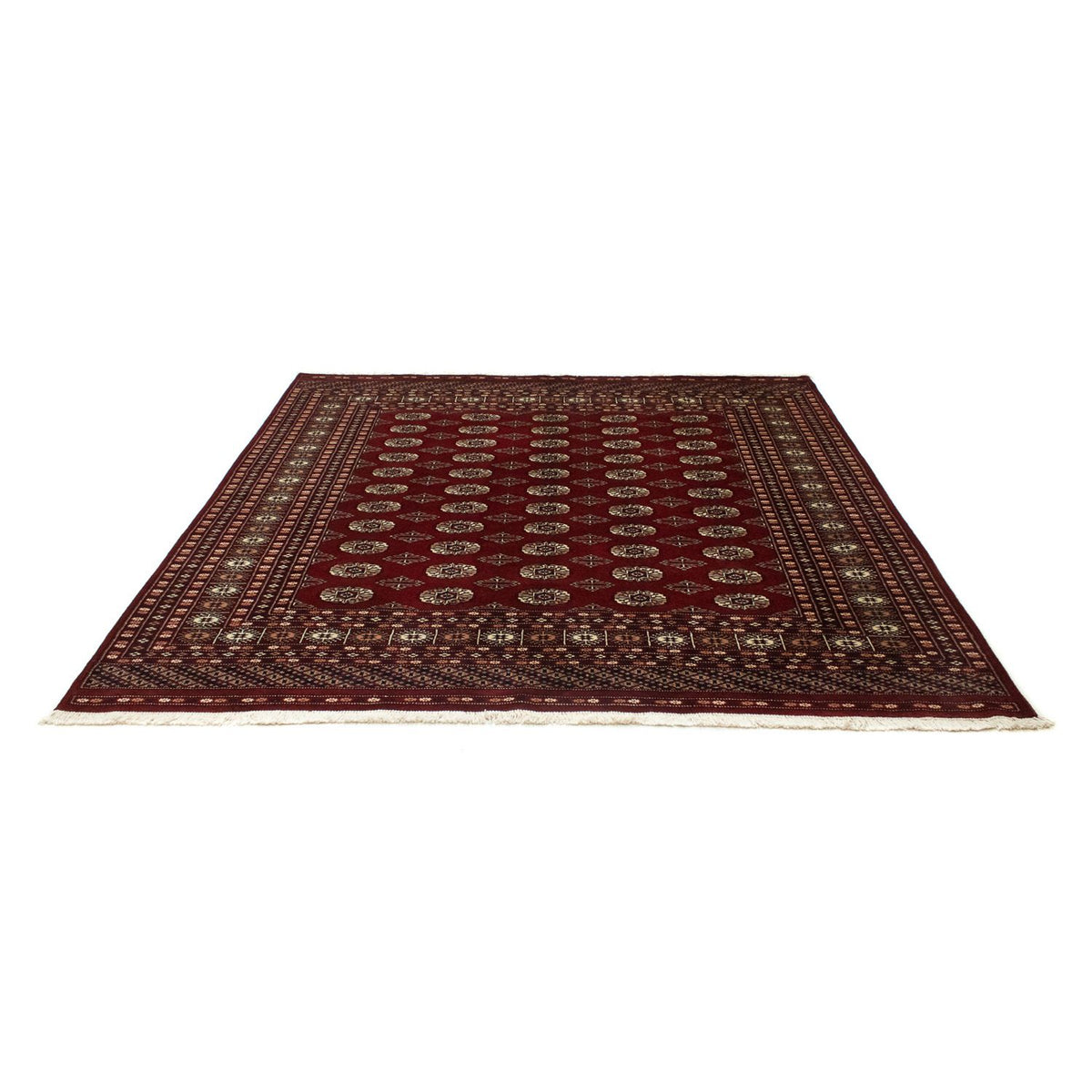 Tapis afghan - Boukhara carré  - 203 x 199 cm - rouge