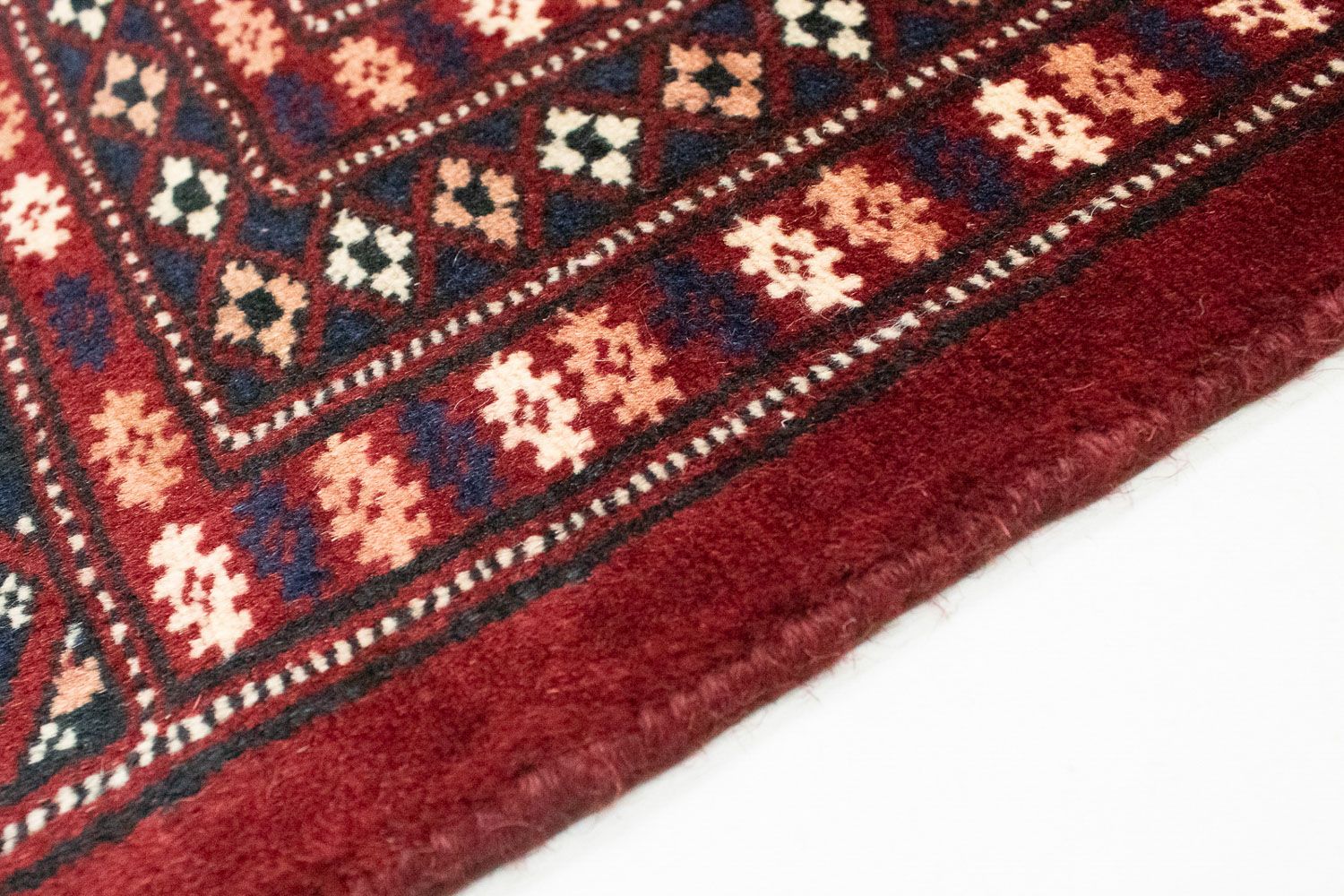 Tapis afghan - Boukhara carré  - 207 x 204 cm - rouge