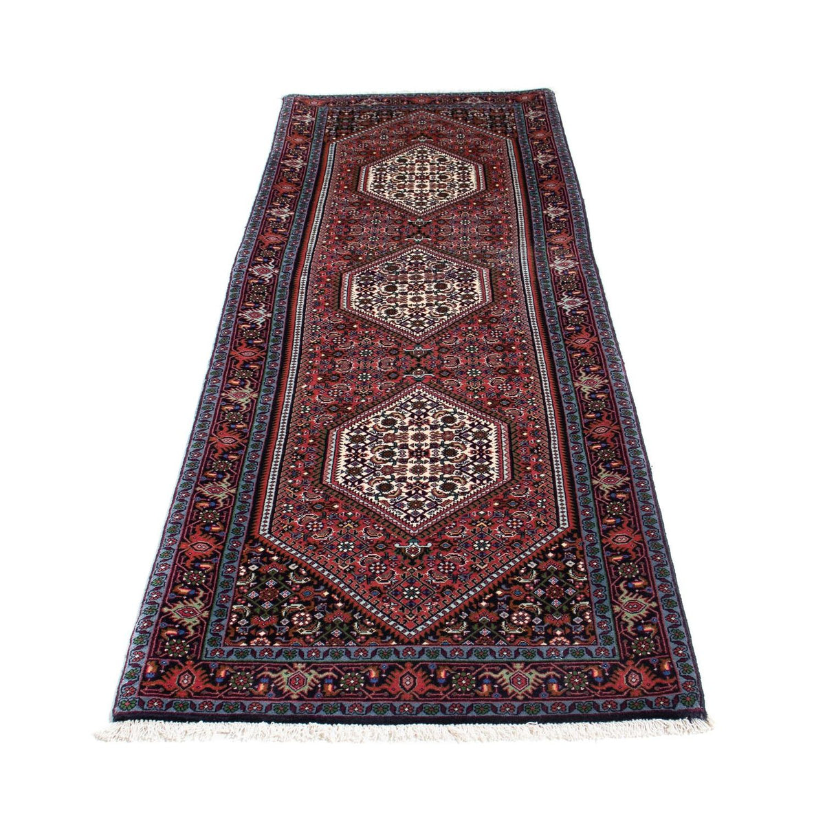 Tapis de couloir Tapis persan - Bidjar - 248 x 74 cm - bleu