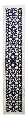 Tapis de couloir Tapis persan - Nain - 393 x 83 cm - bleu foncé