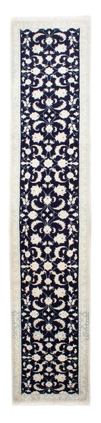 Tapis de couloir Tapis persan - Nain - 393 x 83 cm - bleu foncé