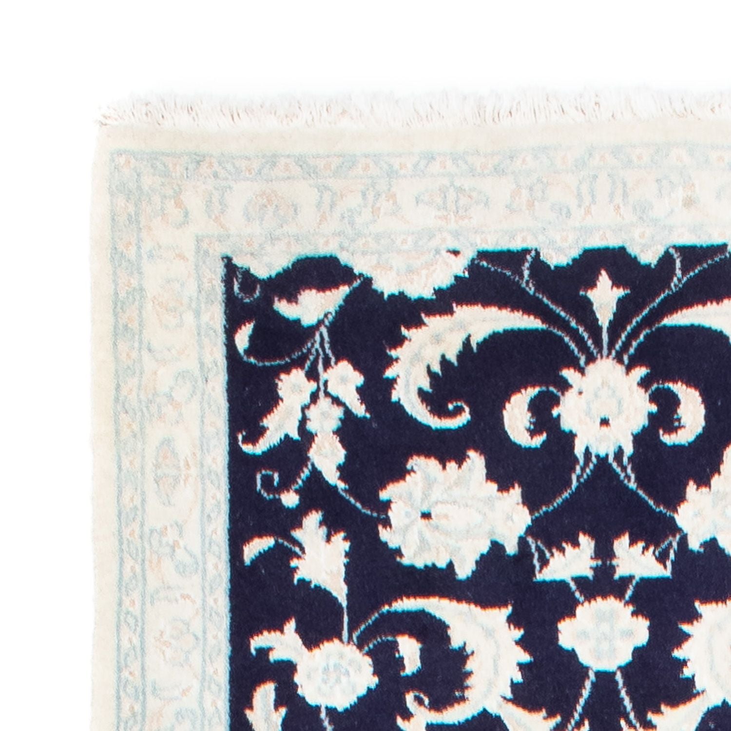 Tapis de couloir Tapis persan - Nain - 393 x 83 cm - bleu foncé