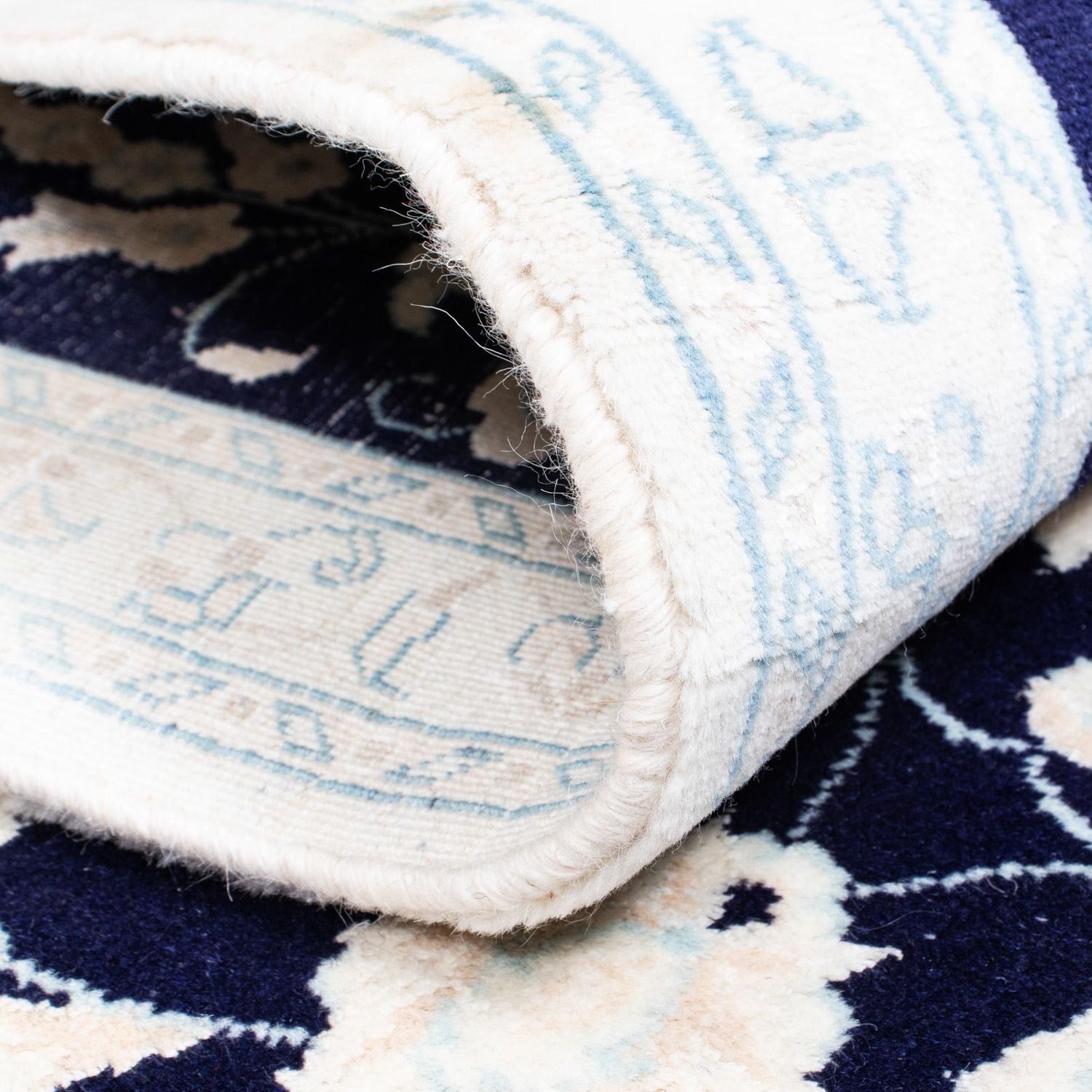 Tapis de couloir Tapis persan - Nain - 393 x 83 cm - bleu foncé