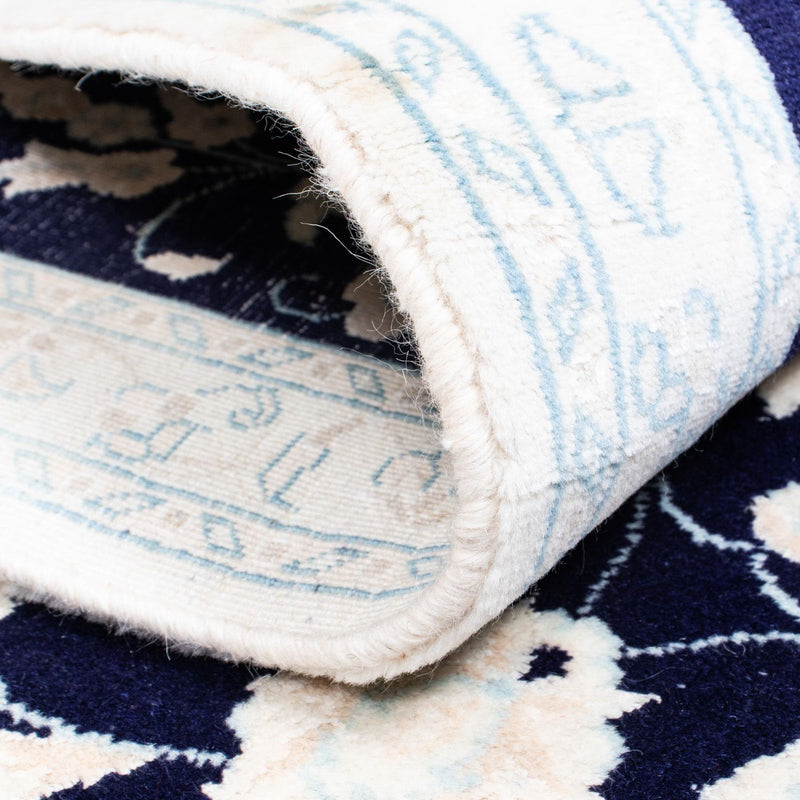 Tapis de couloir Tapis persan - Nain - 393 x 83 cm - bleu foncé