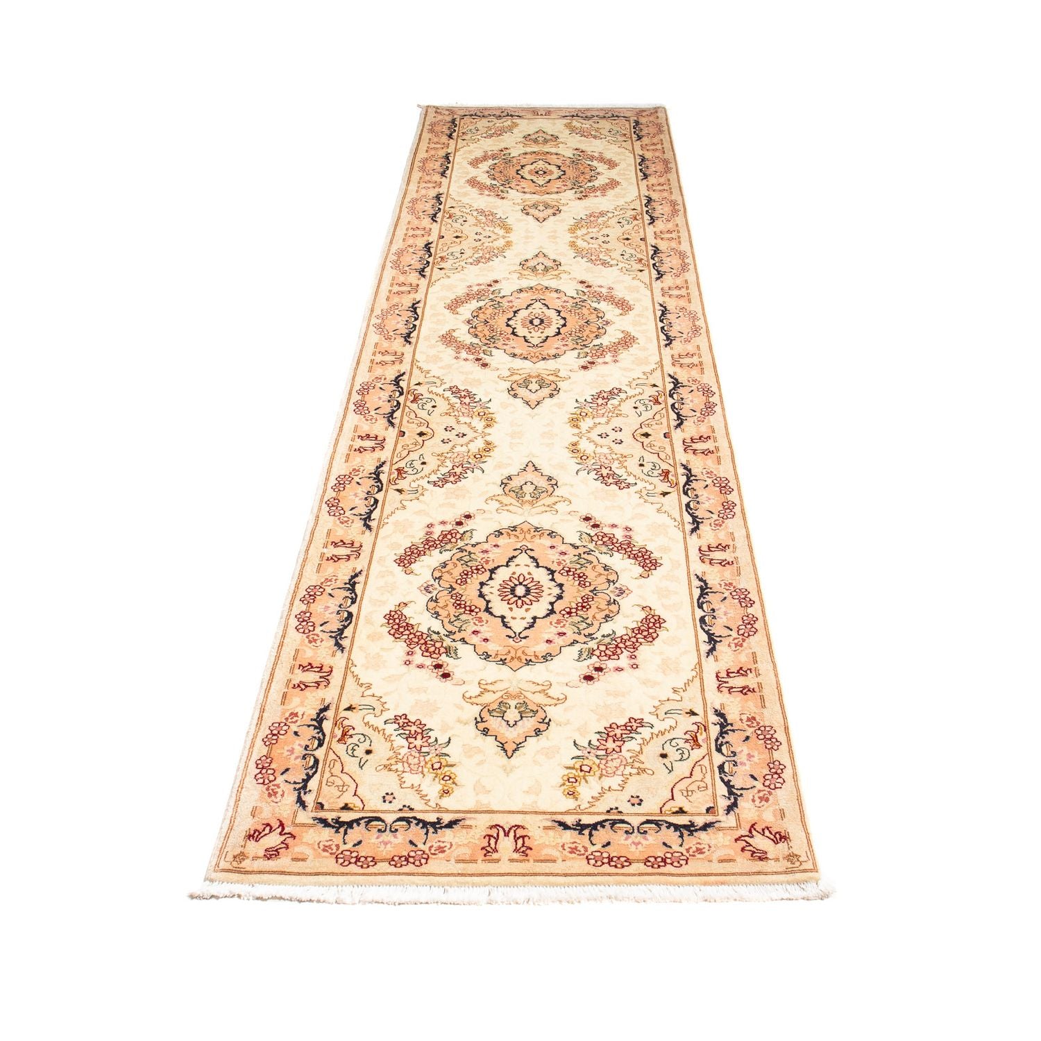 Tapis de couloir Tapis persan - Tabriz - Royal - 306 x 74 cm - beige