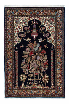 Tapis persan - Ghom - 210 x 139 cm - bleu foncé