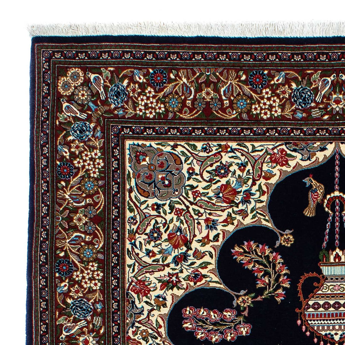 Tapis persan - Ghom - 210 x 139 cm - bleu foncé