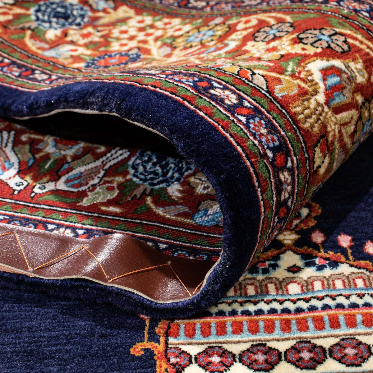 Tapis persan - Ghom - 210 x 139 cm - bleu foncé