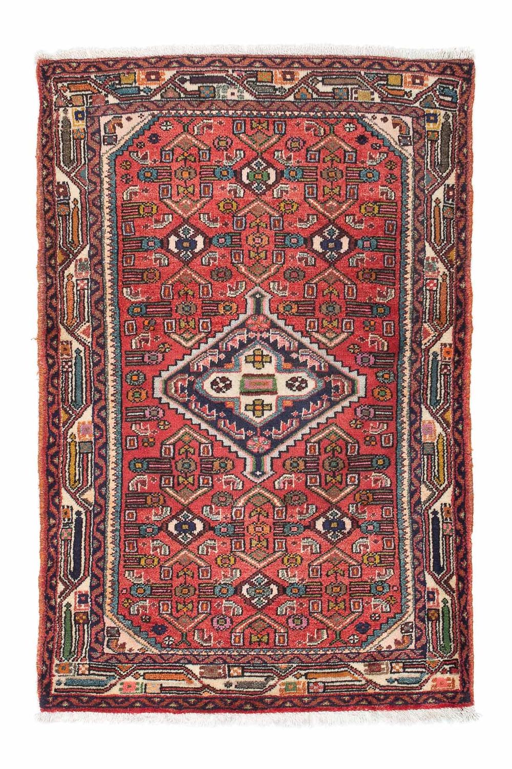 Tapis persan - Nomadic - 103 x 83 cm - rouge
