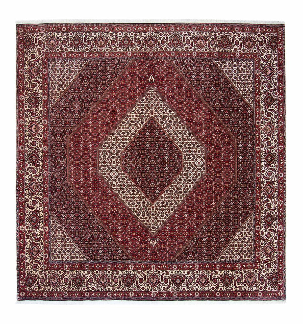 Tapis persan - Bidjar carré  - 300 x 300 cm - rouge foncé