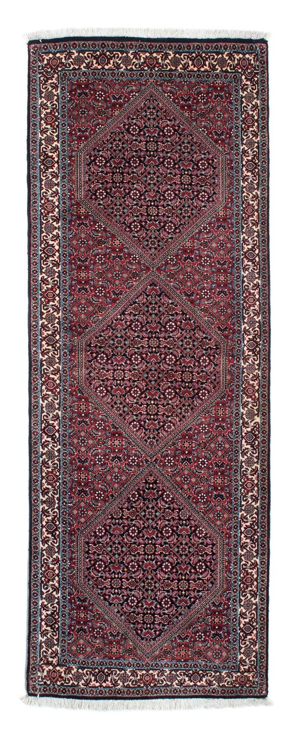 Tapis de couloir Tapis persan - Bidjar - 212 x 74 cm - rouge foncé