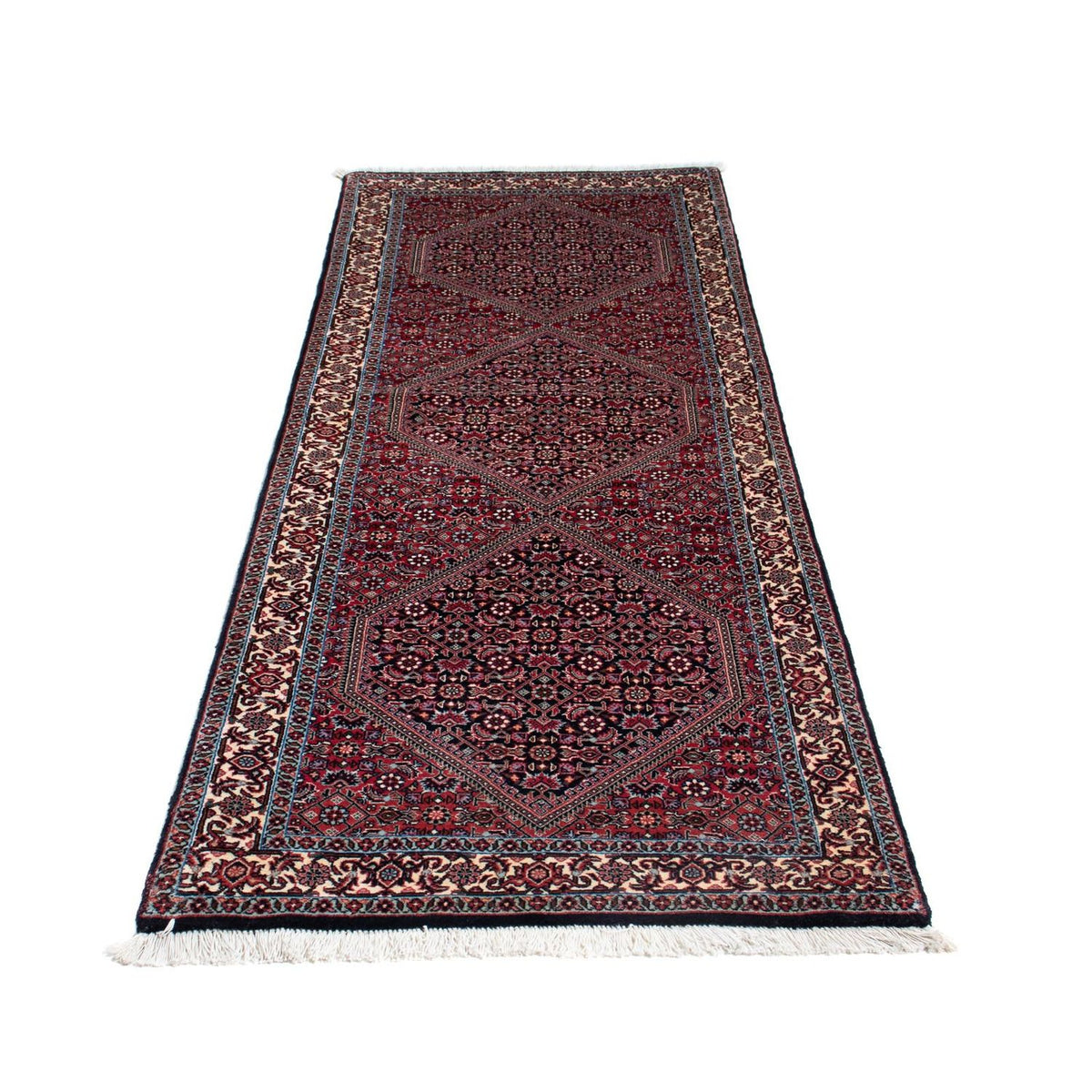 Tapis de couloir Tapis persan - Bidjar - 212 x 74 cm - rouge foncé