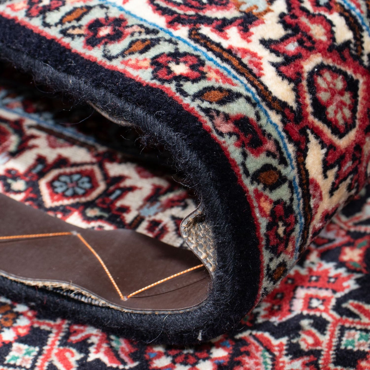 Tapis de couloir Tapis persan - Bidjar - 218 x 77 cm - bleu foncé