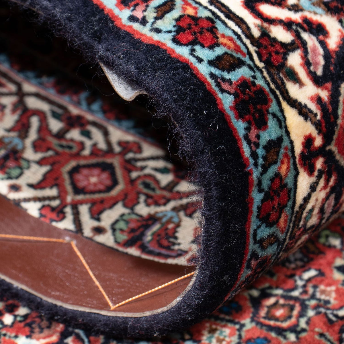 Tapis de couloir Tapis persan - Bidjar - 296 x 82 cm - bleu foncé