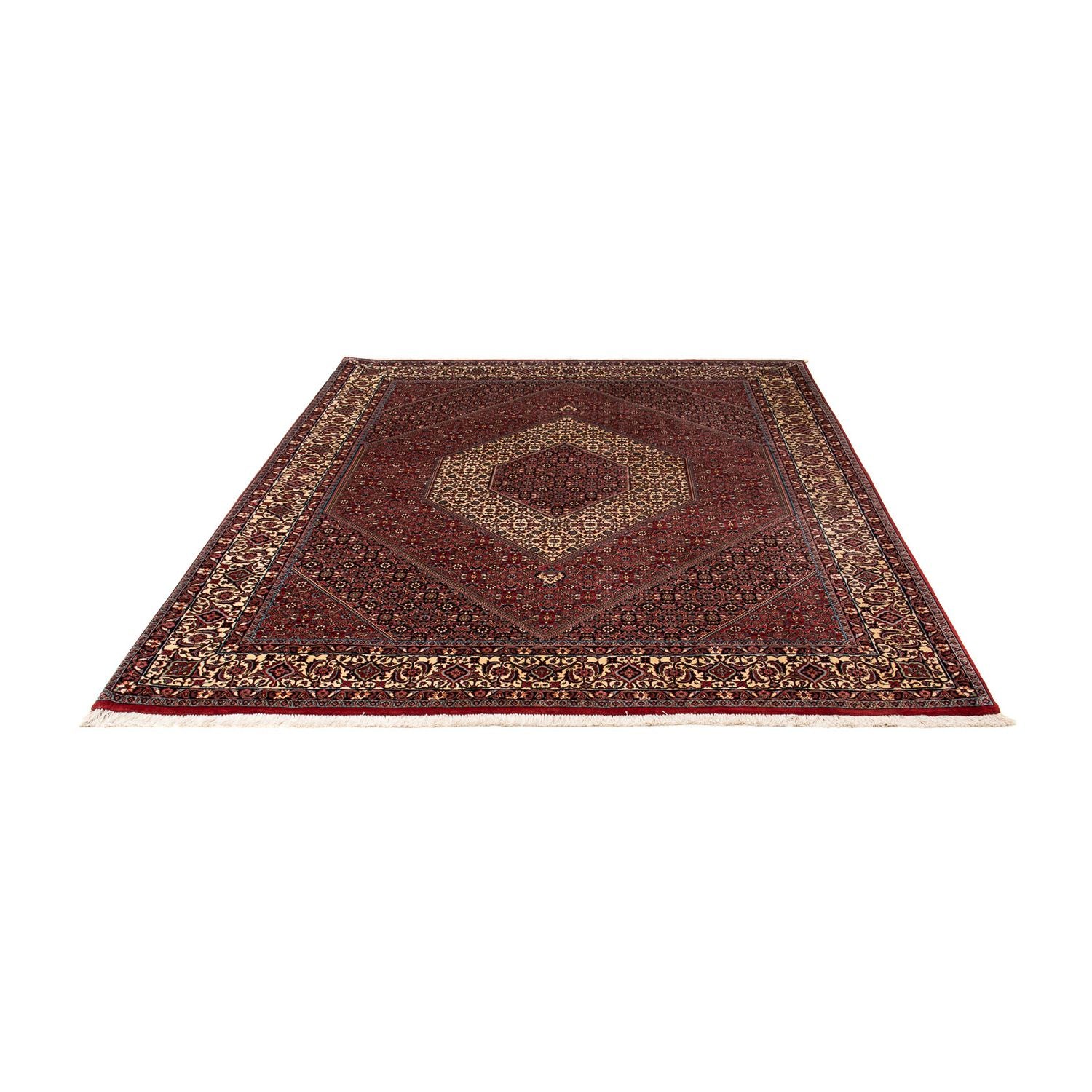 Tapis persan - Bidjar - 242 x 203 cm - rouge foncé